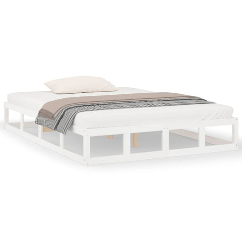 vidaXL Bed Frame without Mattress White 140x190 cm Solid Wood