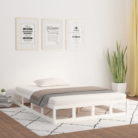 vidaXL Bed Frame without Mattress White 140x190 cm Solid Wood