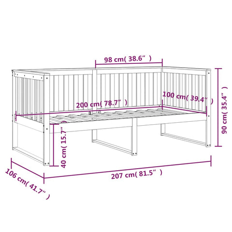 vidaXL Day Bed without Mattress Honey Brown 100x200 cm Solid Wood Pine