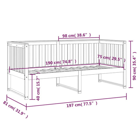 vidaXL Day Bed without Mattress 75x190 cm Small Single Solid Wood Pine
