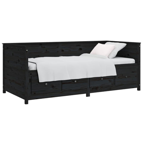 vidaXL Day Bed without Mattress Black 80x200 cm Solid Wood Pine