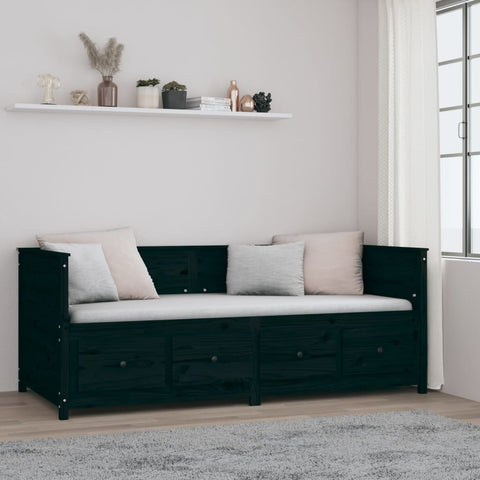 vidaXL Day Bed without Mattress Black 80x200 cm Solid Wood Pine