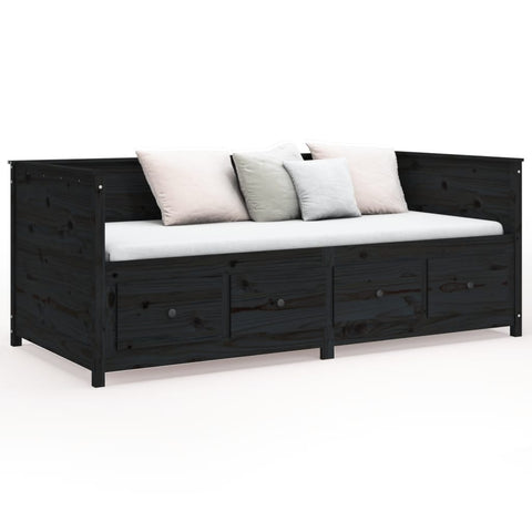 vidaXL Day Bed without Mattress Black 80x200 cm Solid Wood Pine