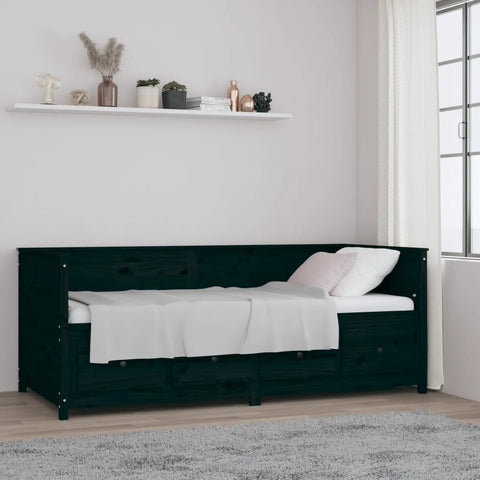 vidaXL Day Bed without Mattress Black 80x200 cm Solid Wood Pine