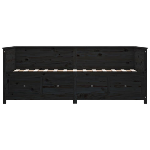 vidaXL Day Bed without Mattress Black 90x190 cm Single  Solid Wood Pine