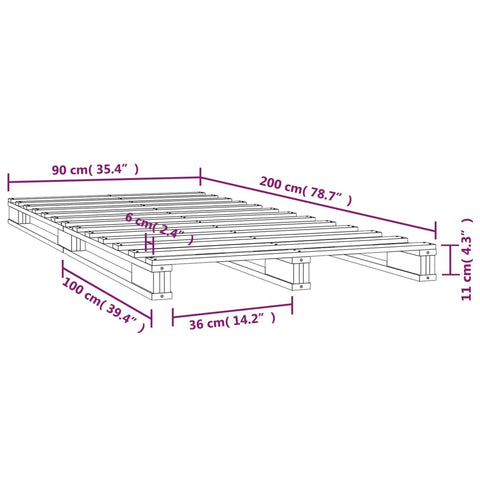 vidaXL Pallet Bed without Mattress White 90x200 cm Solid Wood