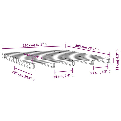 vidaXL Pallet Bed without Mattress Grey 120x200 cm Solid Wood