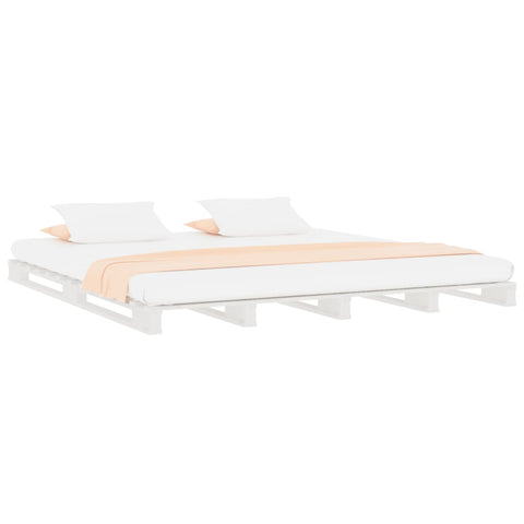 vidaXL Pallet Bed without Mattress White Super King Size Solid Wood