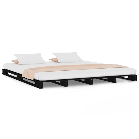vidaXL Pallet Bed without Mattress Black Double Solid Wood