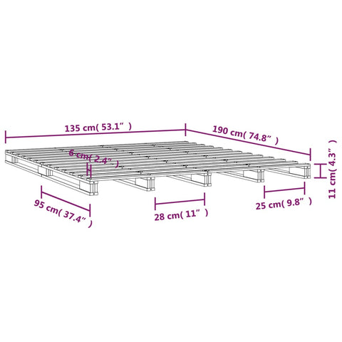 vidaXL Pallet Bed without Mattress Black Double Solid Wood