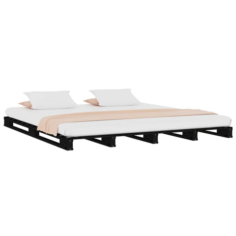 vidaXL Pallet Bed without Mattress Black 140x190 cm Solid Wood
