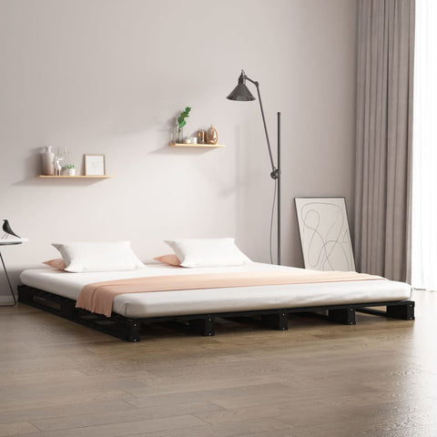 vidaXL Pallet Bed without Mattress Black 140x190 cm Solid Wood