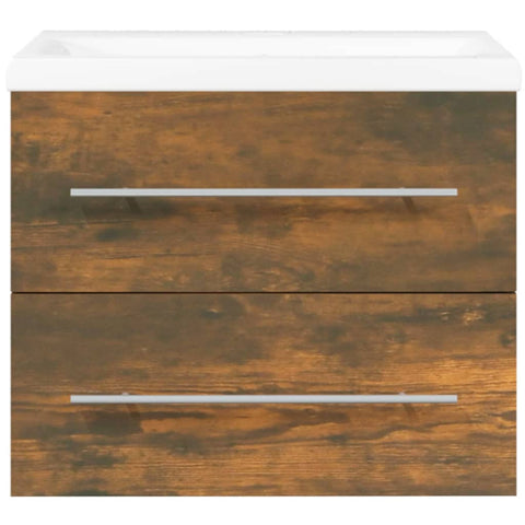 vidaXL Sink Cabinet with Built-in Basin Smoked Oak Engineered Wood