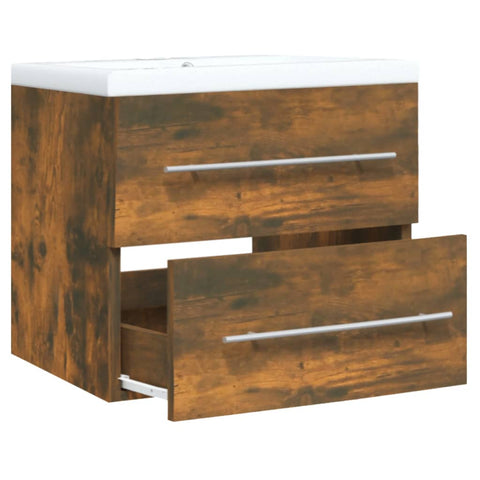 vidaXL Sink Cabinet with Built-in Basin Smoked Oak Engineered Wood