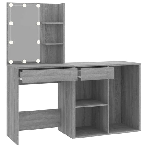 vidaXL LED Dressing Table with Cabinet Grey Sonoma Engineered Wood