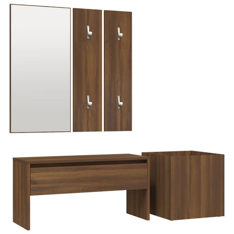 vidaXL Hallway Furniture Set Brown Oak Engineered Wood