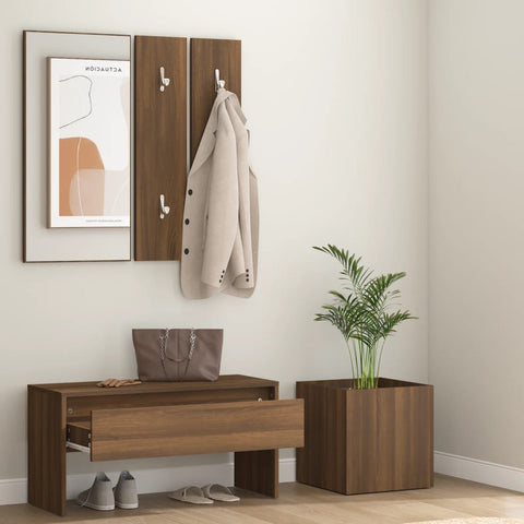vidaXL Hallway Furniture Set Brown Oak Engineered Wood