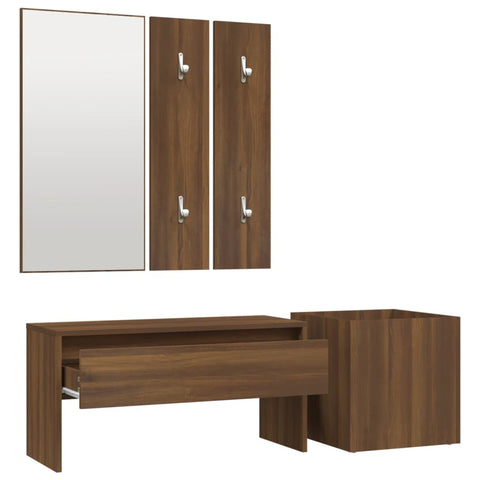 vidaXL Hallway Furniture Set Brown Oak Engineered Wood