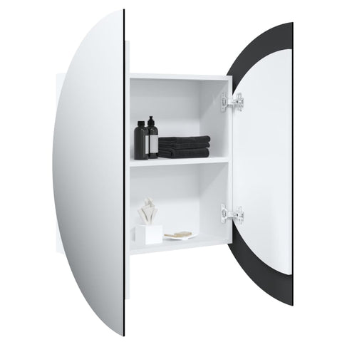 vidaXL Bathroom Cabinet with Round Mirror&LED White 54x54x17.5 cm