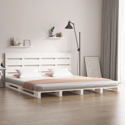 vidaXL Bed Frame without Mattress White 180x200 cm Super King Solid Wood Pine