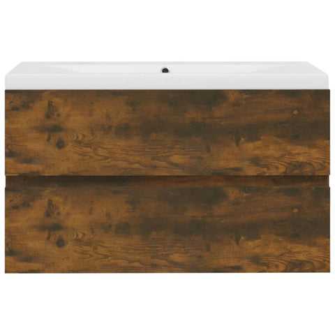 vidaXL Sink Cabinet with Built-in Basin Smoked Oak Engineered Wood