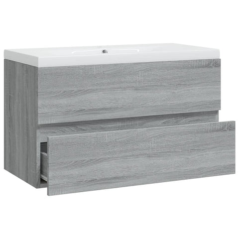 vidaXL Sink Cabinet with Built-in Basin Grey Sonoma Engineered Wood