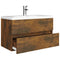vidaXL Sink Cabinet with Built-in Basin Smoked Oak Engineered Wood