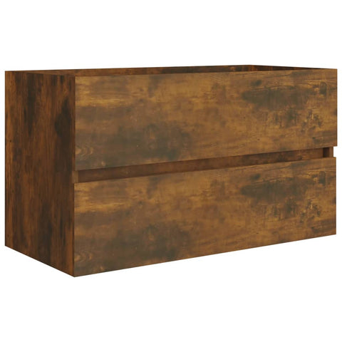 vidaXL Sink Cabinet with Built-in Basin Smoked Oak Engineered Wood