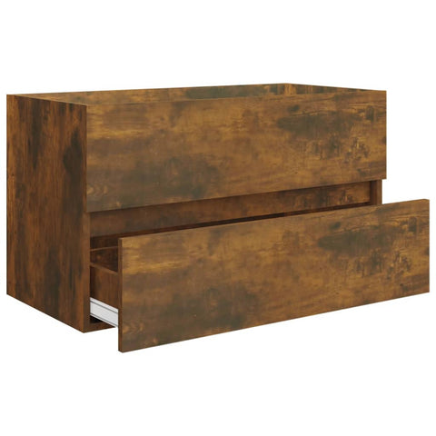 vidaXL Sink Cabinet with Built-in Basin Smoked Oak Engineered Wood