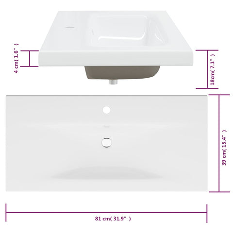 vidaXL Sink Cabinet with Built-in Basin Smoked Oak Engineered Wood
