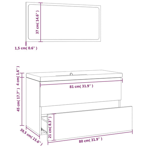 vidaXL Bathroom Furniture Set Grey Sonoma Engineered Wood