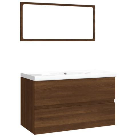vidaXL Bathroom Furniture Set Brown Oak Engineered Wood