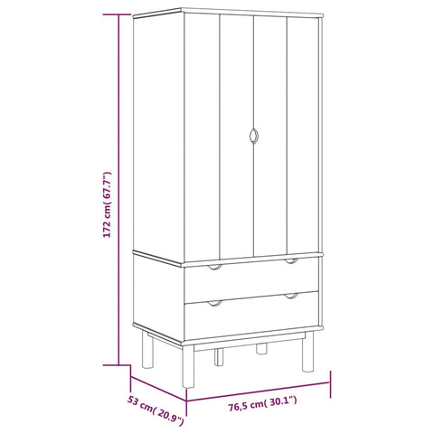 vidaXL Wardrobe OTTA 76.5x53x172 cm Solid Wood Pine