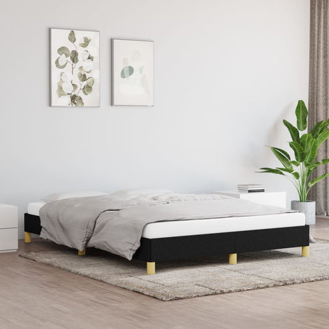 vidaXL Bed Frame without Mattress Black 135x190 cm Double Double Fabric