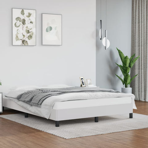 vidaXL Bed Frame without Mattress White 135x190 cm Double Double Faux Leather