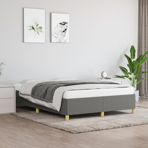 vidaXL Bed Frame without Mattress Dark Grey 135x190 cm Double Double Fabric