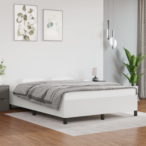 vidaXL Bed Frame without Mattress White 135x190 cm Double Double Faux Leather