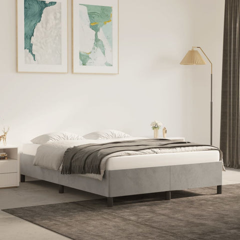 vidaXL Bed Frame without Mattress Light Grey 135x190 cm Double Double Velvet