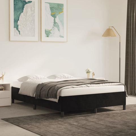 vidaXL Bed Frame without Mattress Black 135x190 cm Double Double Velvet