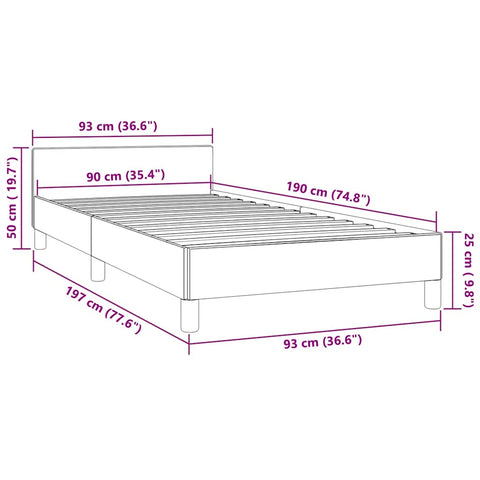 vidaXL Bed Frame without Mattress Light Grey 90x190cm Single Fabric