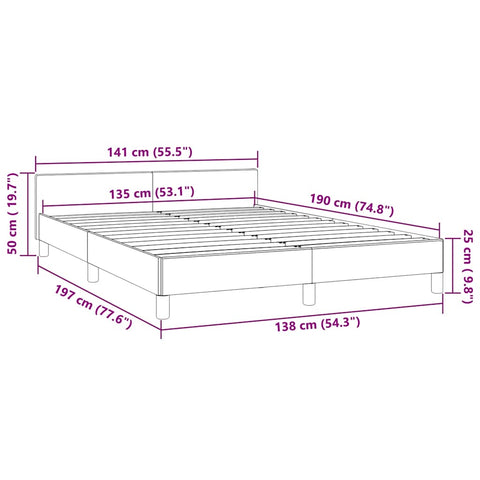 vidaXL Bed Frame without Mattress Black 135x190cm Double Faux Leather