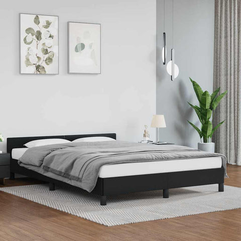 vidaXL Bed Frame without Mattress Black 135x190cm Double Faux Leather
