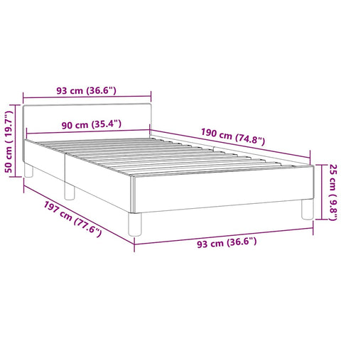 vidaXL Bed Frame without Mattress Dark Grey 90x190cm Single Velvet