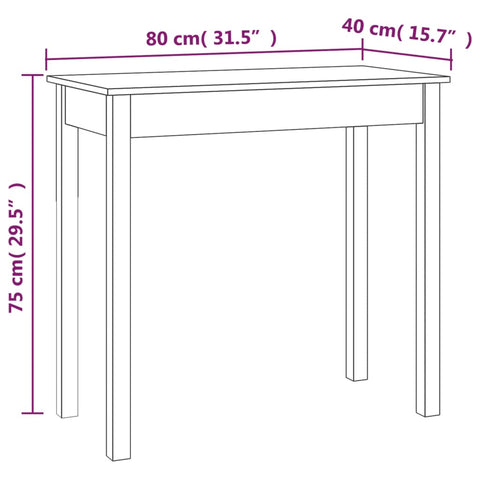 vidaXL Console Table White 80x40x75 cm Solid Wood Pine