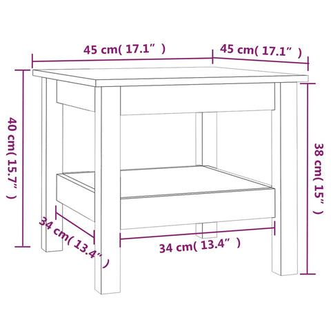 vidaXL Coffee Table Grey 45x45x40 cm Solid Wood Pine
