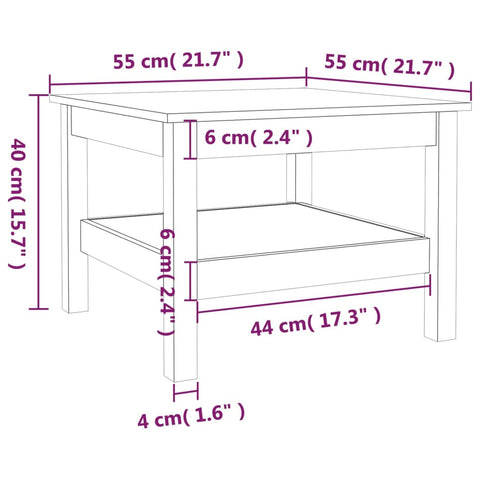 vidaXL Coffee Table Honey Brown 55x55x40 cm Solid Wood Pine