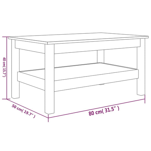 vidaXL Coffee Table White 80x50x40 cm Solid Wood Pine