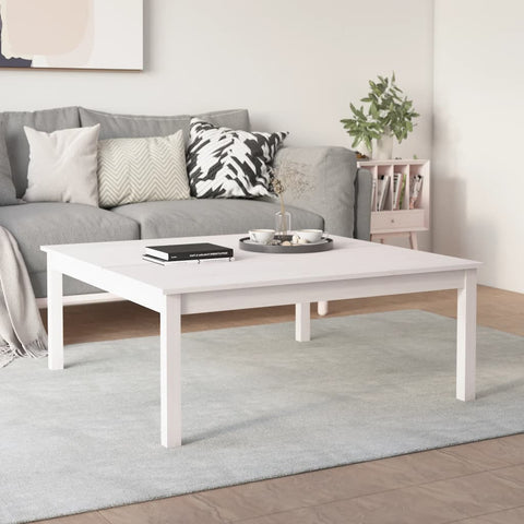 vidaXL Coffee Table White 100x100x40 cm Solid Wood Pine