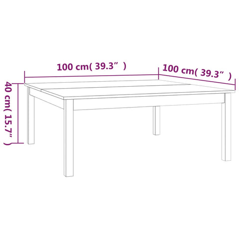 vidaXL Coffee Table Honey Brown 100x100x40 cm Solid Wood Pine
