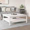 vidaXL Coffee Table White 100x100x40 cm Solid Wood Pine
